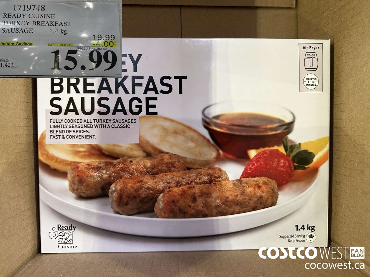1719748 TURKEY BREAKFAST SAUSAGE 1.4 kg ($4.00 INSTANT SAVINGS EXPIRES ON 2024-09-15) $15.99