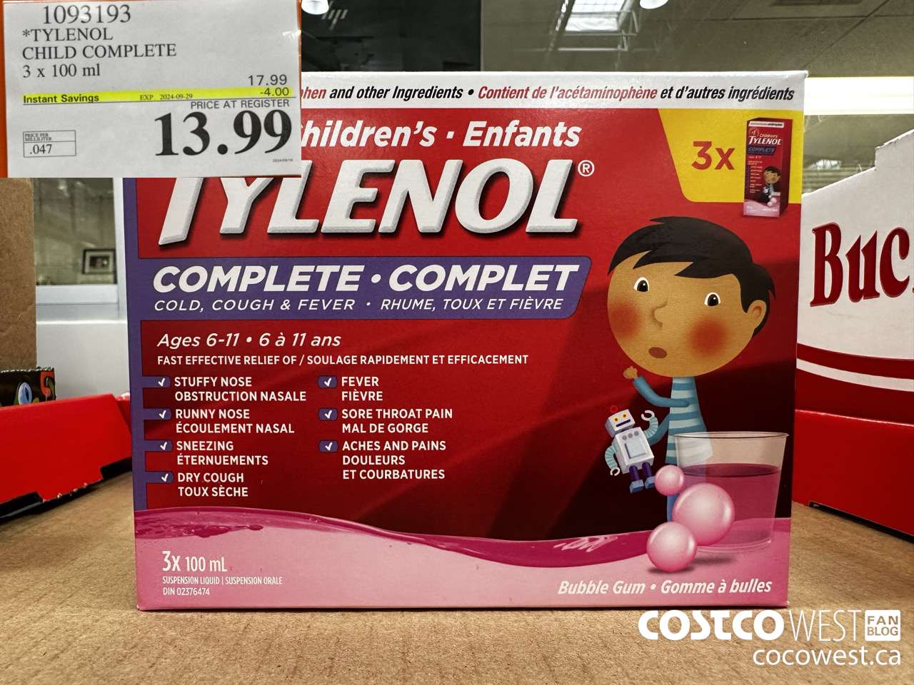 1093193 TYLENOL CHILD COMPLETE 3 X 100 ML ($4.00 INSTANT SAVINGS EXPIRES ON 2024-09-29) $13.99
