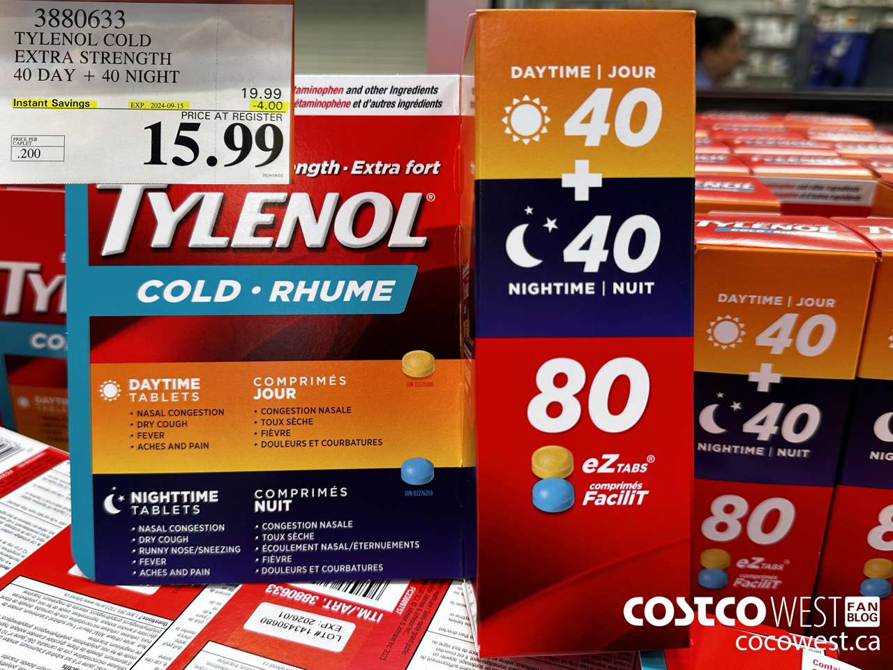 3880633 TYLENOL COLD EXTRA STRENGTH CAPLETS 40 DAYS + 40 NIGHTS ($4.00 INSTANT SAVINGS EXPIRES ON 2024-09-15) $15.99