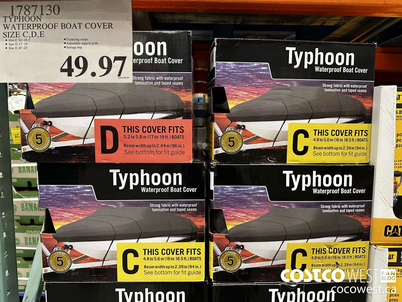 1787130 TYPHOON WATERPROOF BOAT COVER SIZE C, D, E $49.97