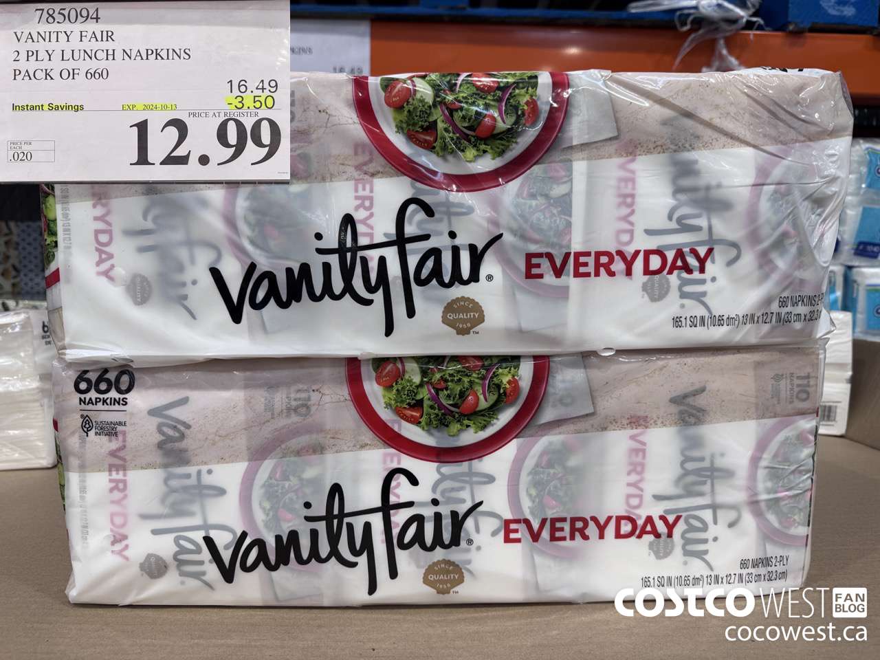 785094 VANITY FAIR 2 PLY LUNCH NAPKIN PACK OF 660 ($3.50 INSTANT SAVINGS EXPIRES ON 2024-10-13) $12.99