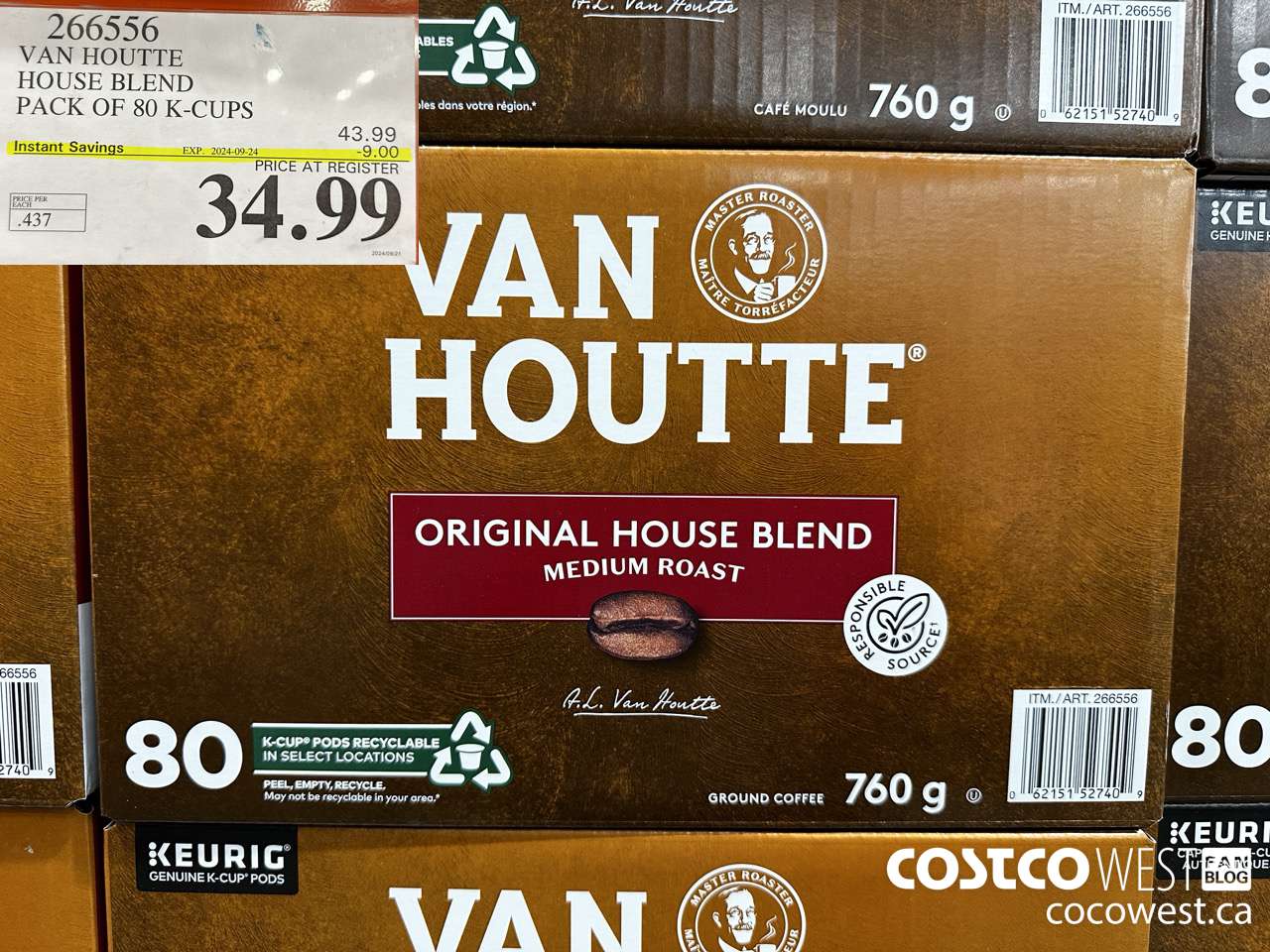266556 VAN HOUTTE HOUSE BLEND K-CUPS 80 COUNT ($9.00 INSTANT SAVINGS EXPIRES ON 2024-09-24) $34.99