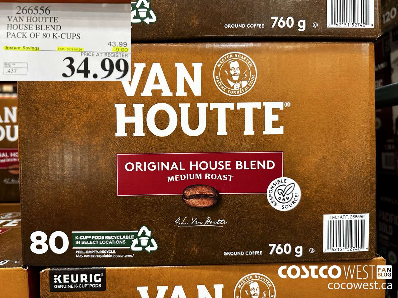 266556 VAN HOUTTE HOUSE BLEND K-CUPS 80 COUNT ($9.00 INSTANT SAVINGS EXPIRES ON 2024-09-29) $34.99