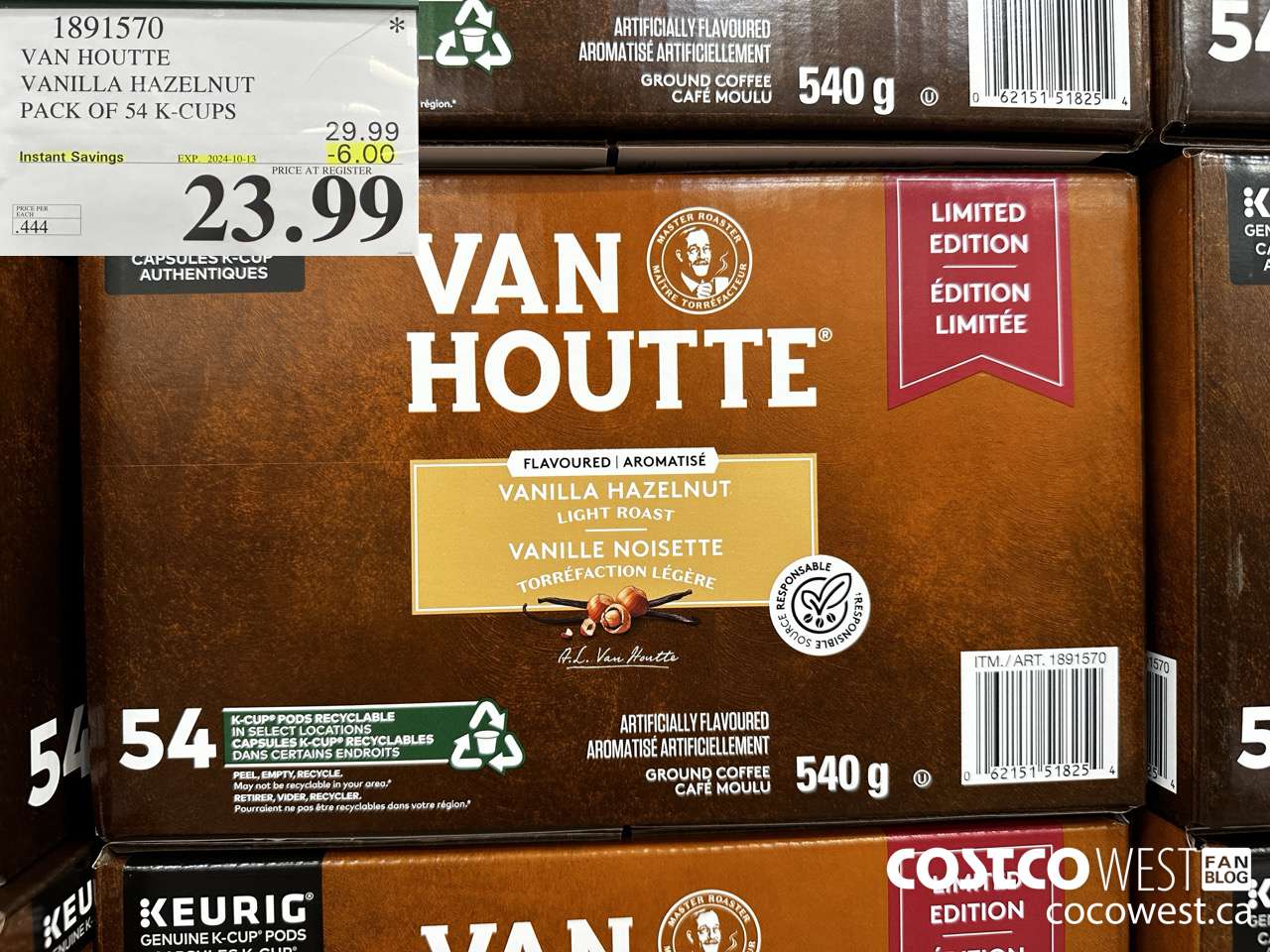 1891570 VAN HOUTTE VANILLA HAZELNUT PACK OF 54 K-CUPS ($6.00 INSTANT SAVINGS EXPIRES ON 2024-10-13) $23.99