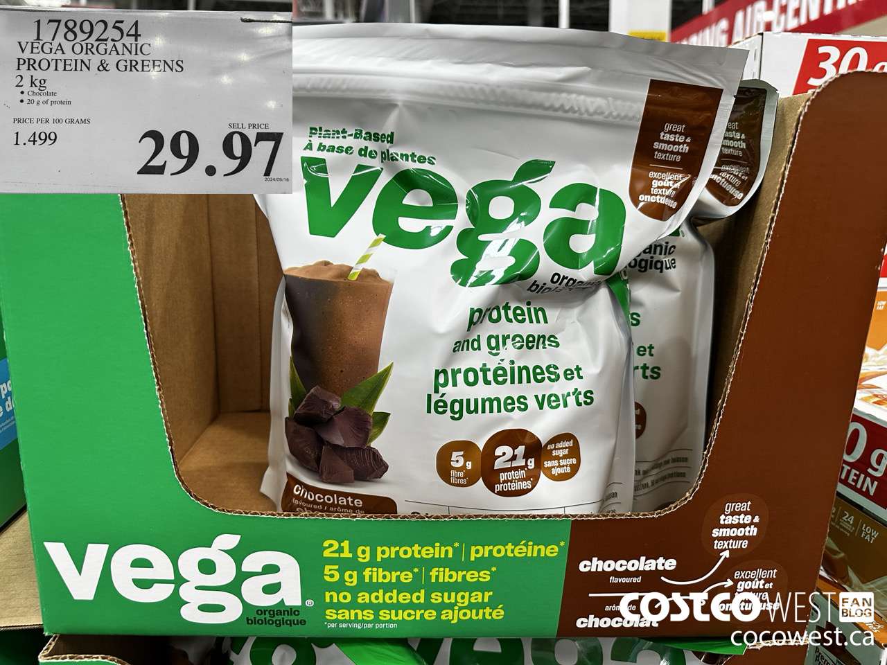 1789254 VEGA ORGANIC PROTEIN & GREENS 2 KG $29.97