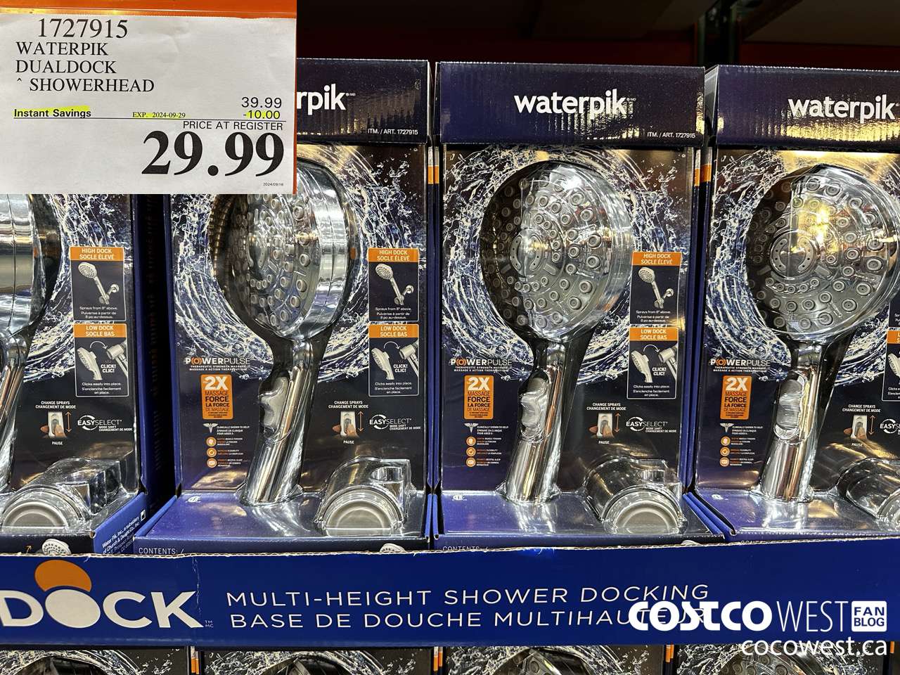 1727915 WATERPIK DUALDOCK SHOWERHEAD ($10.00 INSTANT SAVINGS EXPIRES ON 2024-09-29) $29.99