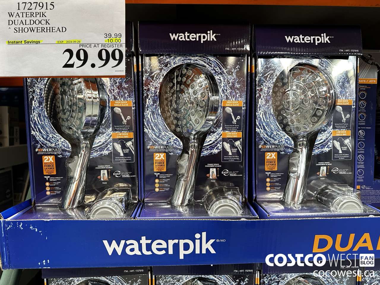 1727915 WATERPIK DUALDOCK SHOWERHEAD ($10.00 INSTANT SAVINGS EXPIRES ON 2024-09-29) $29.99