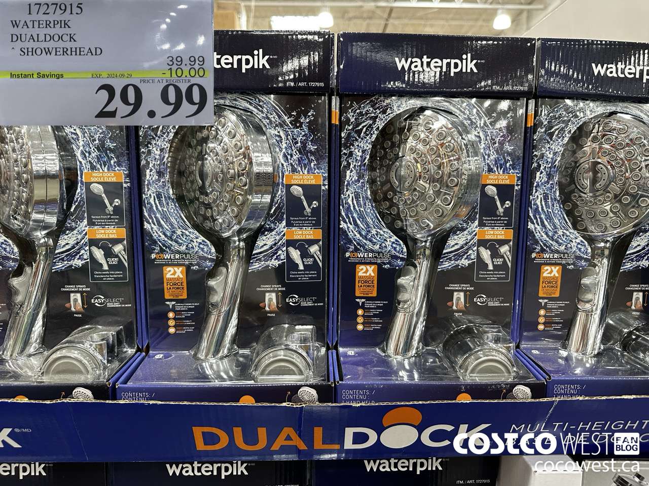 1727915 WATERPIK DUALDOCK SHOWERHEAD ($10.00 INSTANT SAVINGS EXPIRES ON 2024-09-29) $29.99