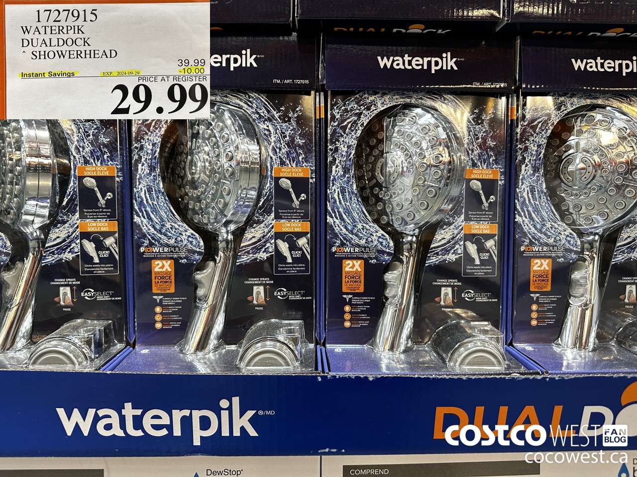 1727915 WATERPIK DUALDOCK SHOWERHEAD ($10.00 INSTANT SAVINGS EXPIRES ON 2024-09-29) $29.99