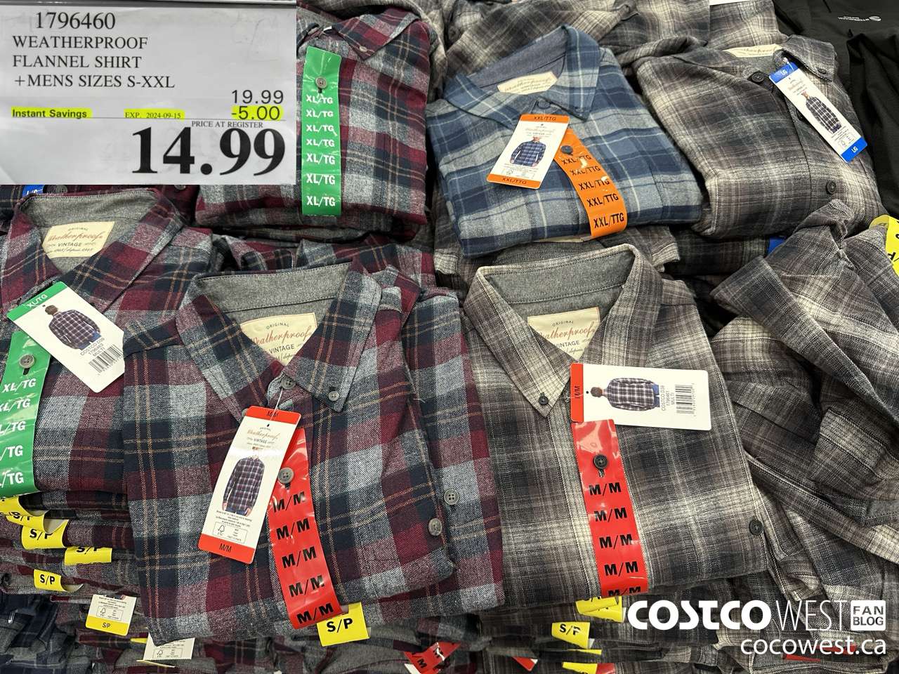 1796460 WEATHERPROOF FLANNEL SHIRT MENS SIZES S-XXL ($5.00 INSTANT SAVINGS EXPIRES ON 2024-09-15) $14.99