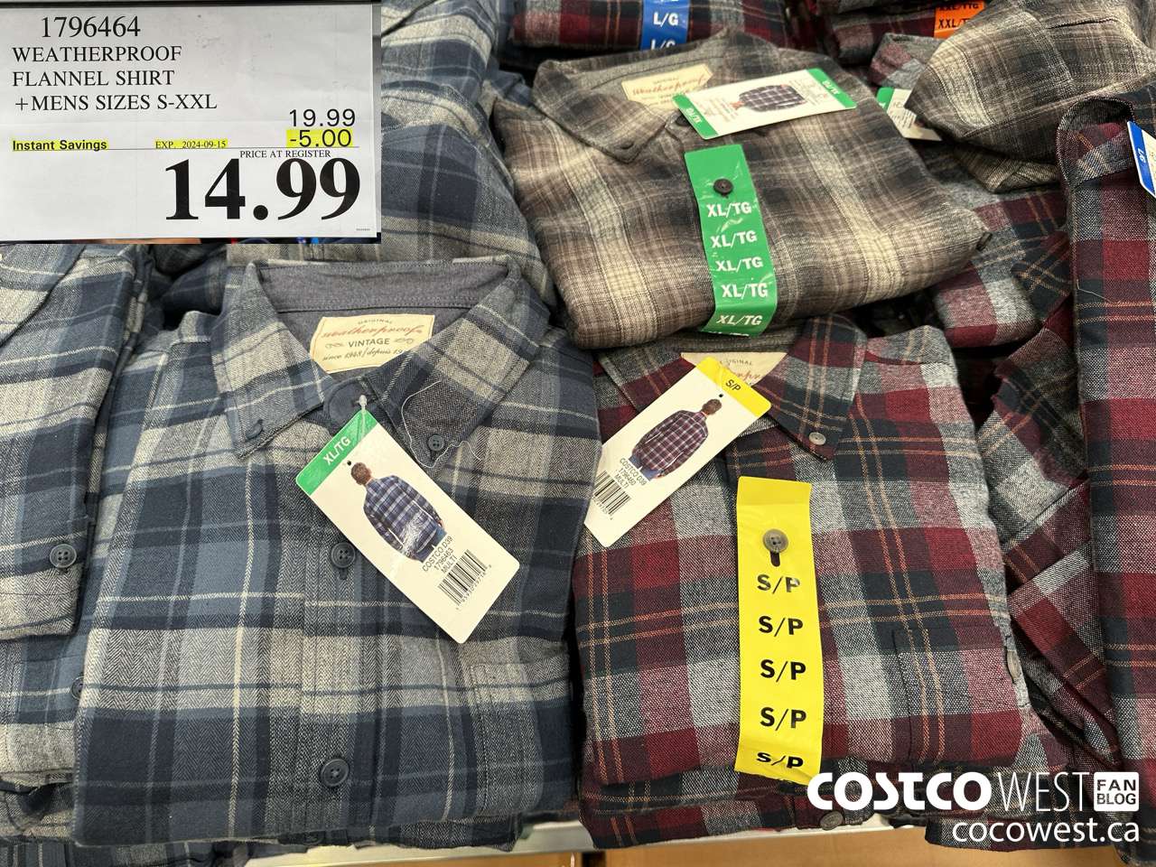 1796464 WEATHERPROOF FLANNEL SHIRT MENS SIZES S-XXL ($5.00 INSTANT SAVINGS EXPIRES ON 2024-09-15) $14.99
