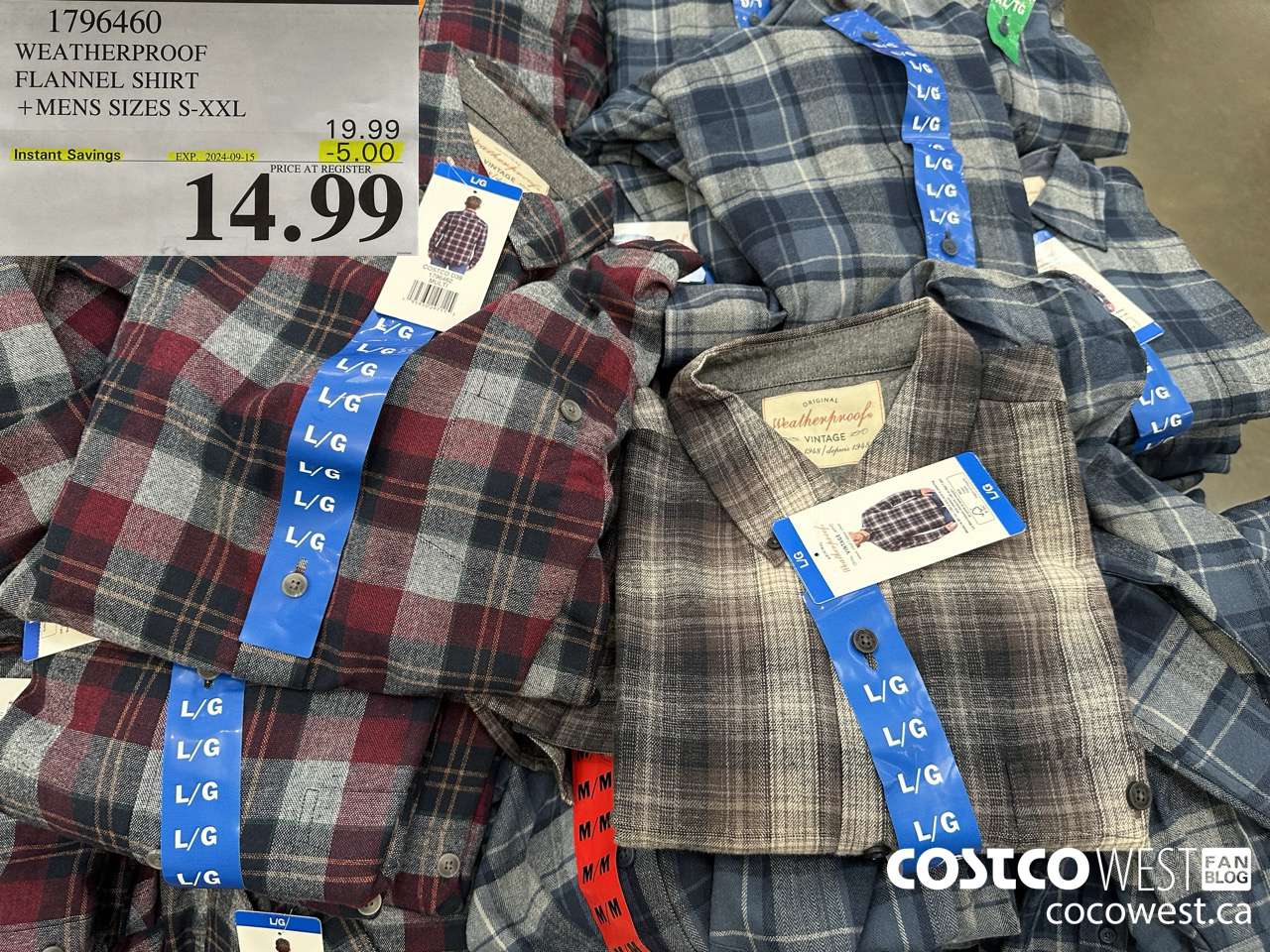 1796460 WEATHERPROOF FLANNEL SHIRT MENS SIZES S-XXL ($5.00 INSTANT SAVINGS EXPIRES ON 2024-09-15) $14.99