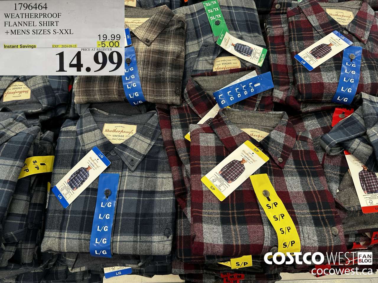 1796464 WEATHERPROOF FLANNEL SHIRT MENS SIZES S-XXL ($5.00 INSTANT SAVINGS EXPIRES ON 2024-09-15) $14.99