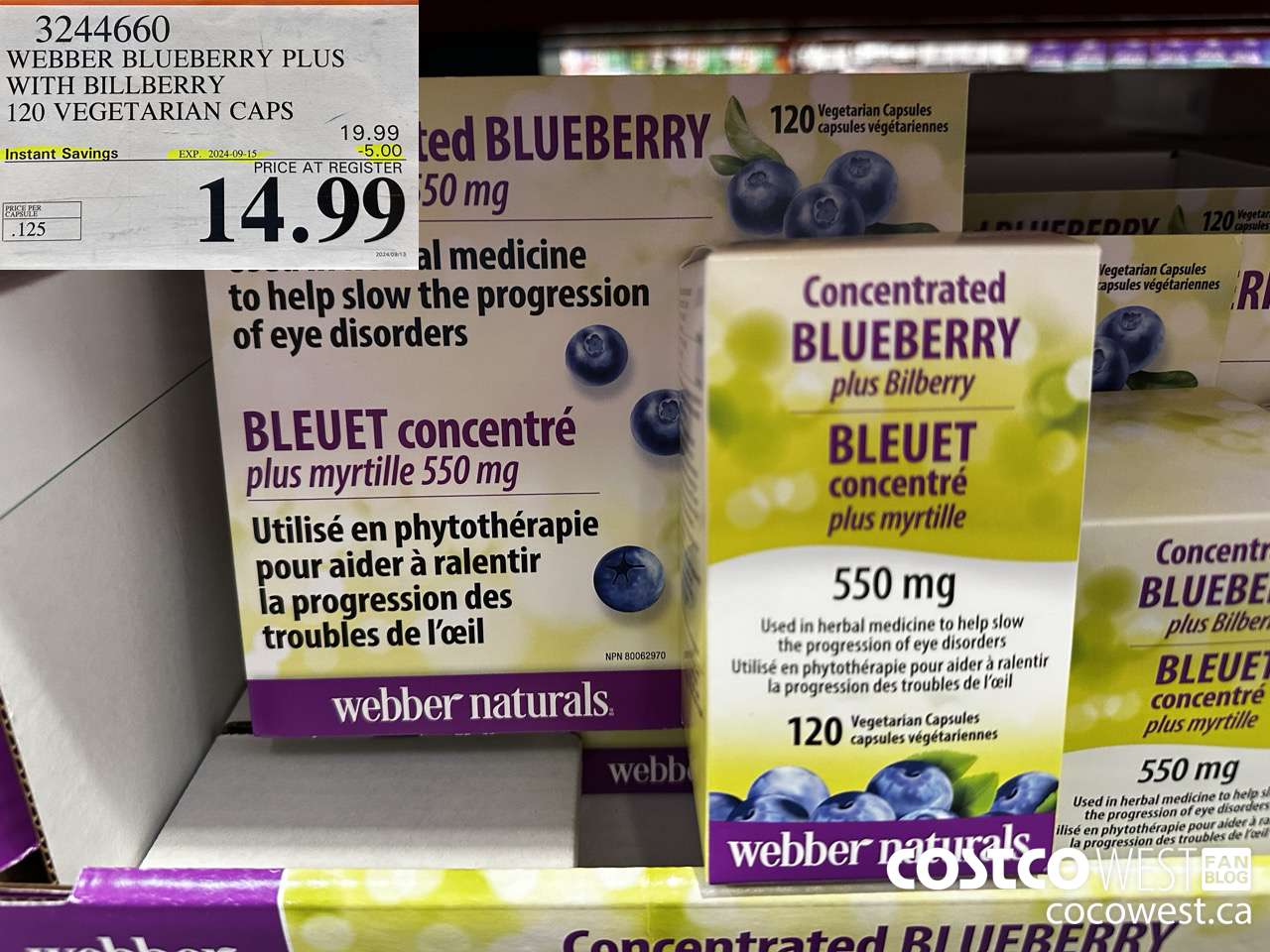 3244660 WEBBER BLUEBERRY PLUS WITH BILLBERRY 120 VEGETARIAN CAPS ($5.00 INSTANT SAVINGS EXPIRES ON 2024-09-15) $14.99