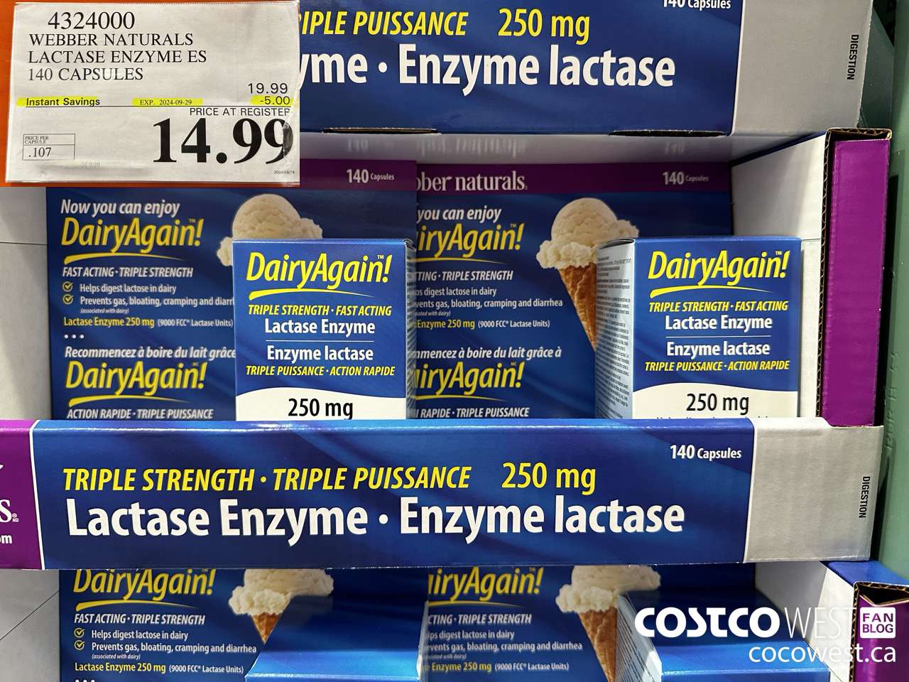 4324000 WEBBER LACTASE ENZYME ES 140 CAPSULES ($5.00 INSTANT SAVINGS EXPIRES ON 2024-09-29) $14.99