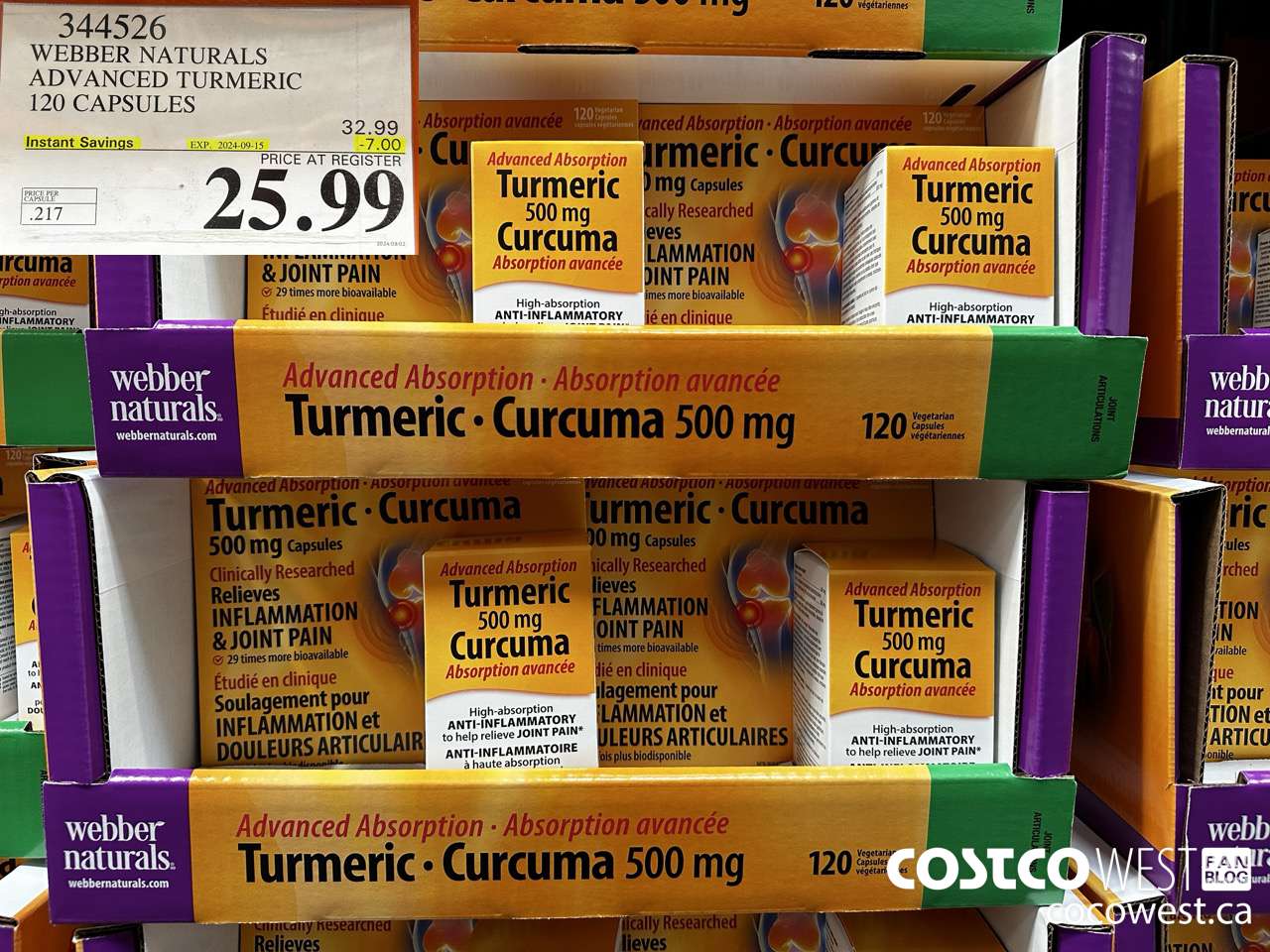 344526 WEBBER NATURALS ADVANCED TURMERIC 120 CAPSULES ($7.00 INSTANT SAVINGS EXPIRES ON 2024-09-15) $25.99