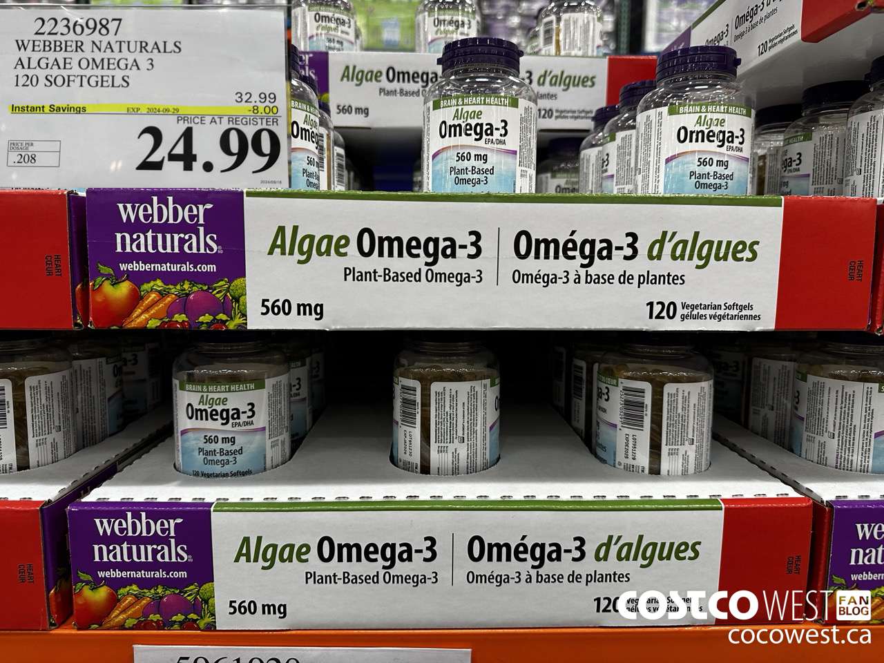 2236987 WEBBER NATURALS ALGAE OMEGA 3 120 SOFTGELS ($8.00 INSTANT SAVINGS EXPIRES ON 2024-09-29) $24.99