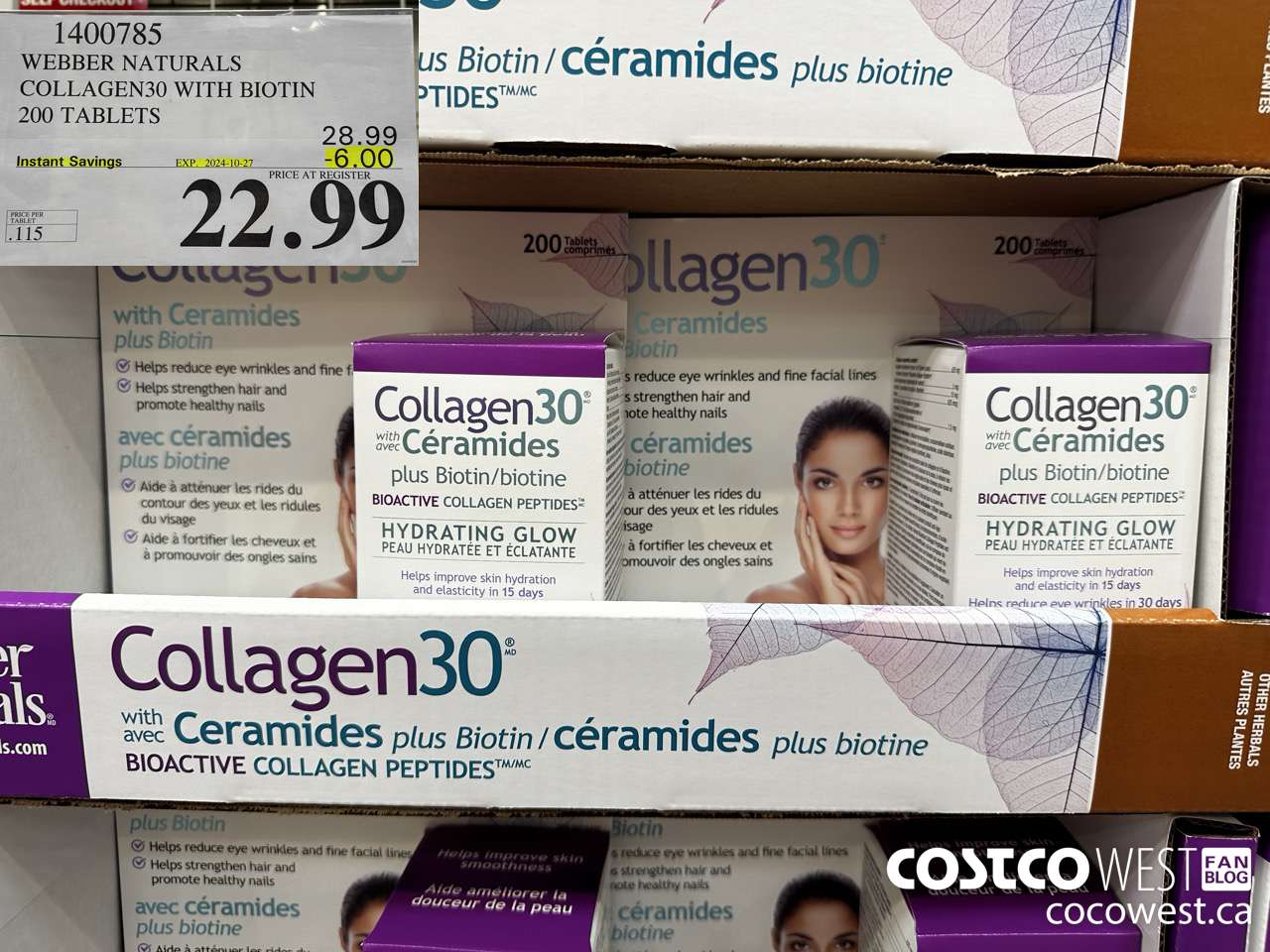 1400785 WEBBER NATURALS COLLAGEN30 WITH BIOTIN & CERAMIDES 200 TABLET ($6.00 INSTANT SAVINGS EXPIRES ON 2024-10-27) $22.99