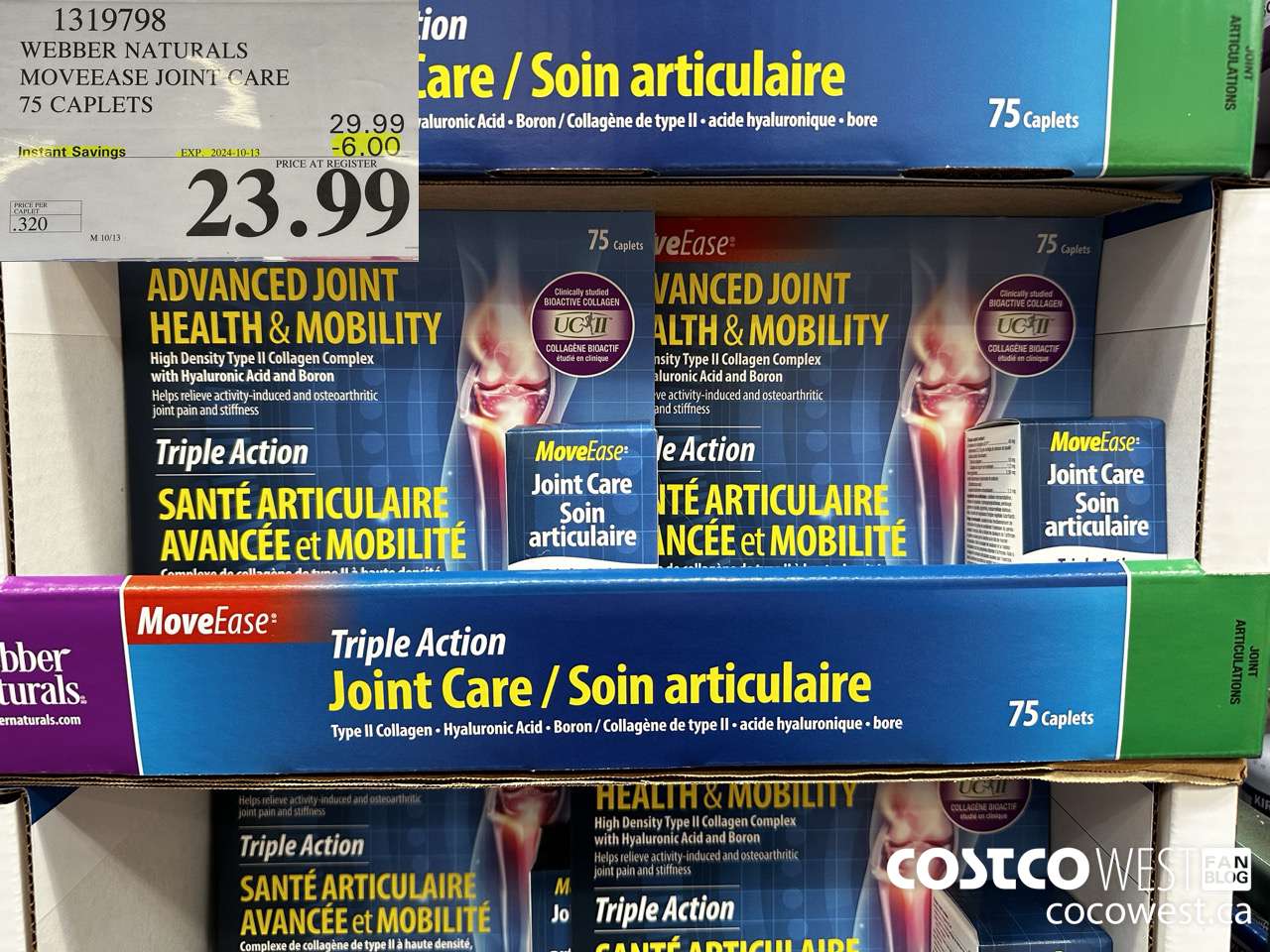 1319798 WEBBER NATURALS MOVEEASE TRIPLE ACTION JOINT 75 CAPLETS ($6.00 INSTANT SAVINGS EXPIRES ON 2024-10-13) $23.99