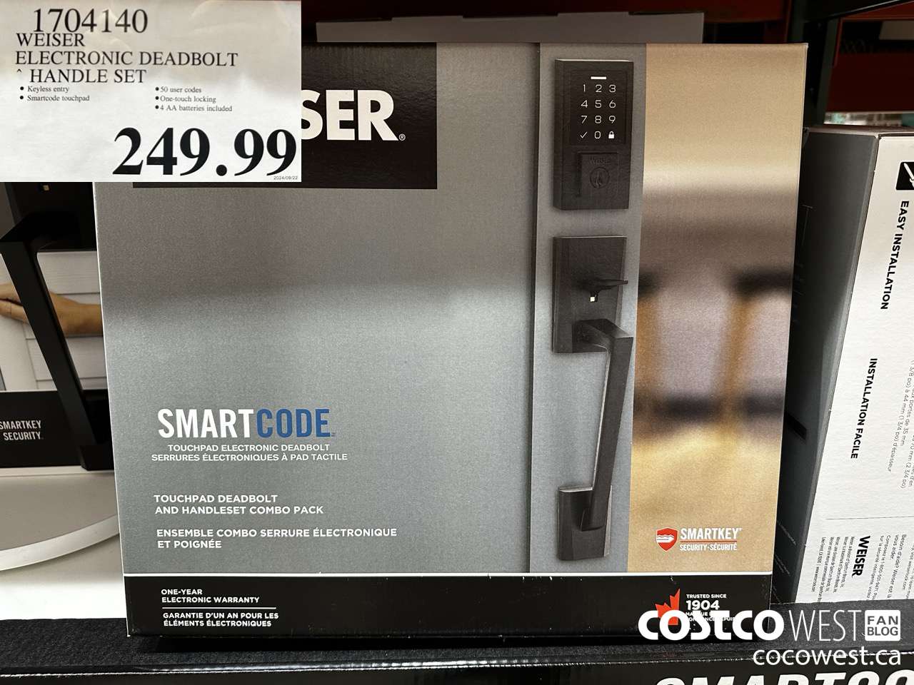 1704140 WEISER ELECTRONIC DEADBOLT HANDLE SET $249.99