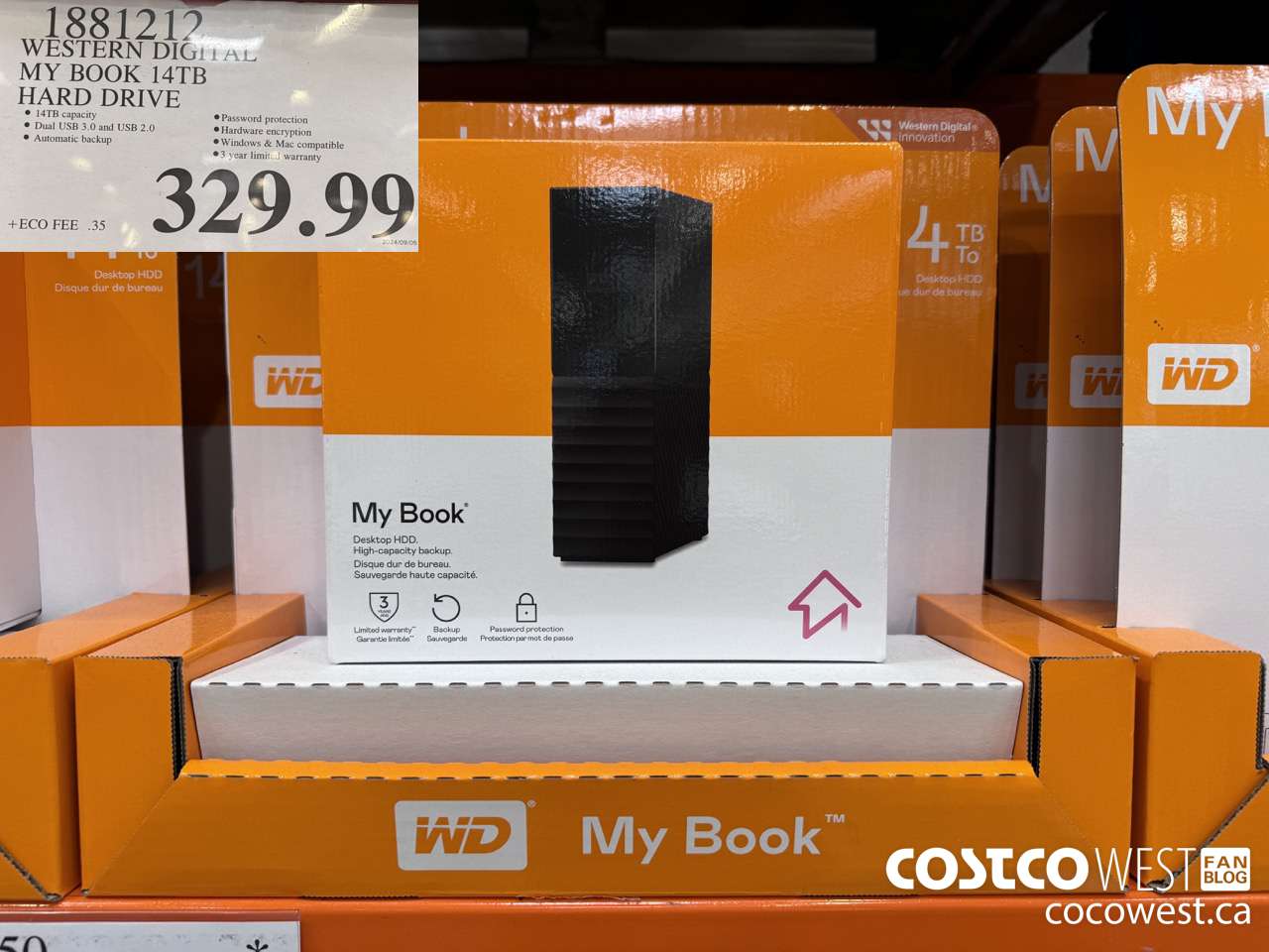 1881212 WESTERN DIGITAL MY BOOK 14TB HARD DRIVE $329.99