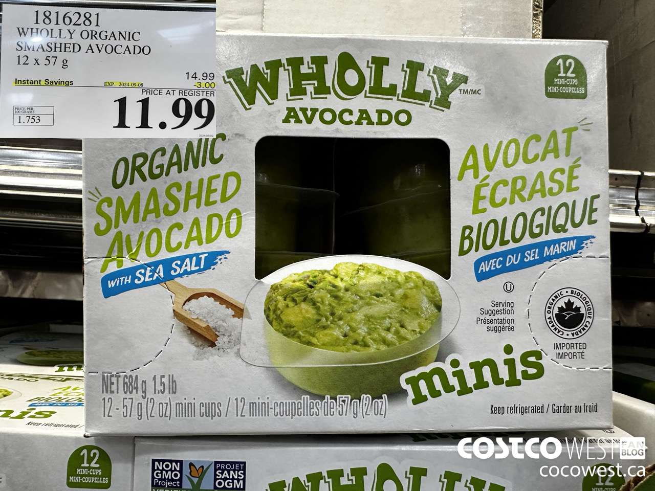1816281 WHOLLY ORGANIC SMASHED AVOCADO 12 X 57G ($3.00 INSTANT SAVINGS EXPIRES ON 2024-09-08) $11.99