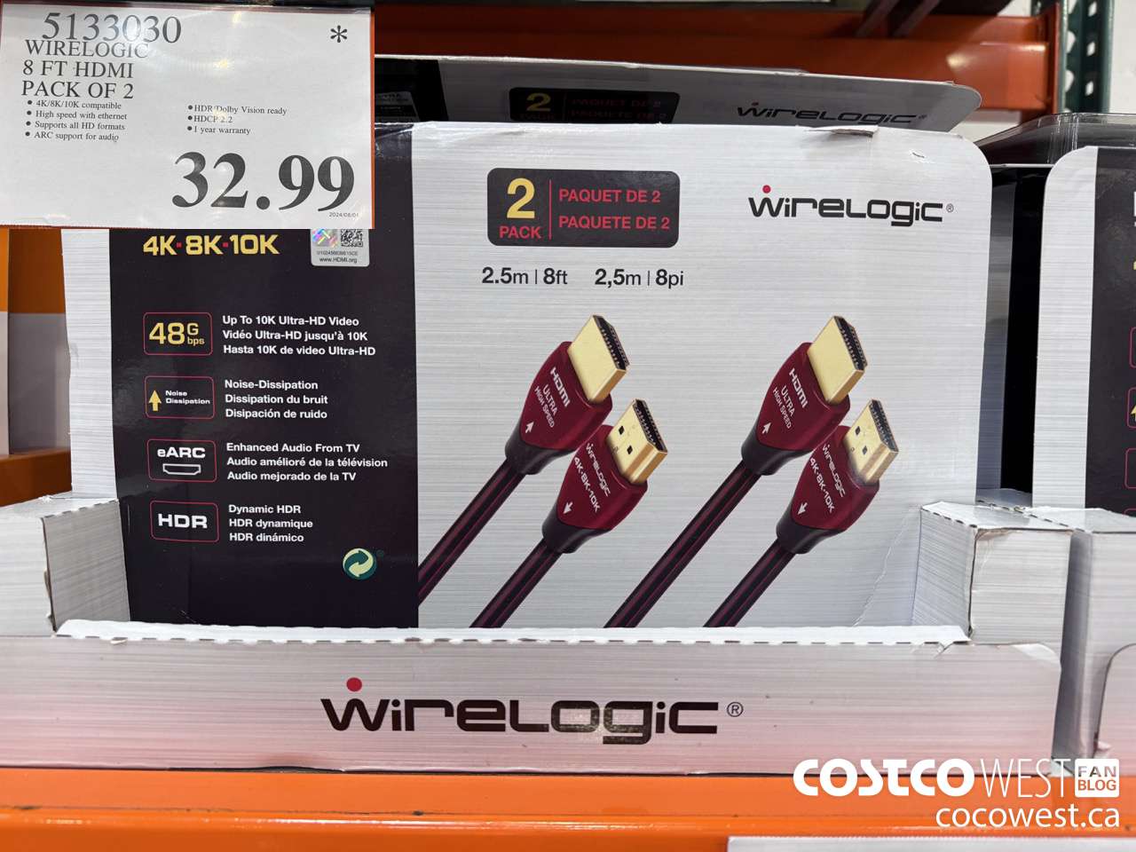 5133030 WIRELOGIC 8 FT HDMI PACK OF 2 $32.99