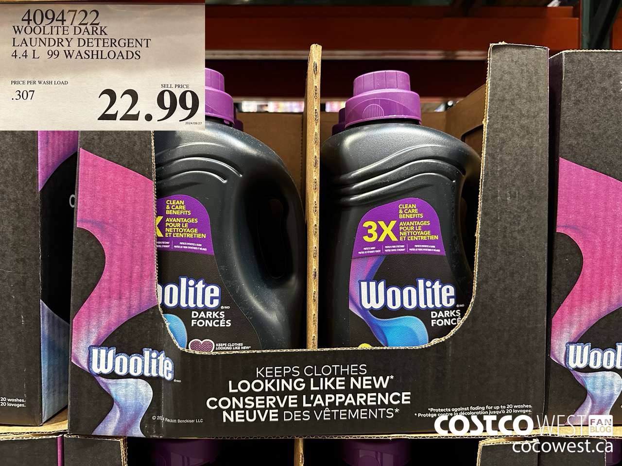 4094722 WOOLITE DARK LAUNDRY DETERGENT 4.4L 99 WASHLOADS $22.99