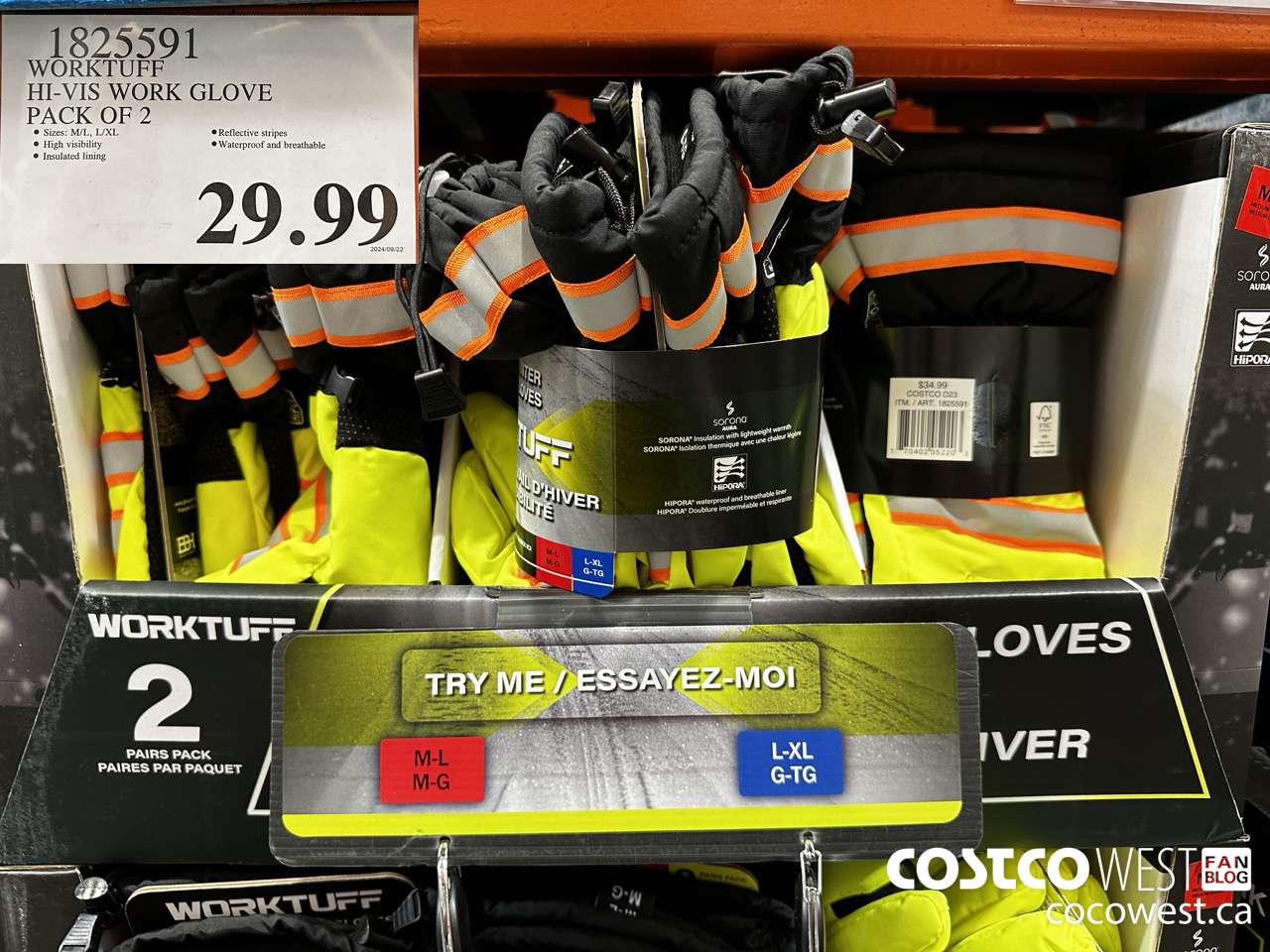 1825591 WORKTUFF HI-VIS WORK GLOVE PACK OF 2 $29.99