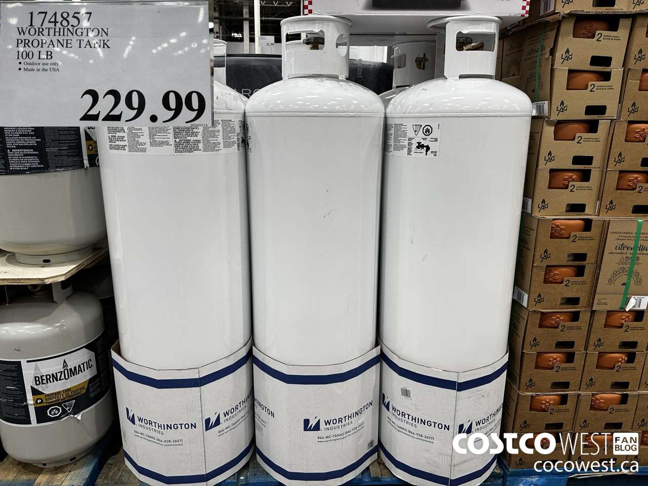 174857 WORTHINGTON PROPANE TANK 100LB $229.99