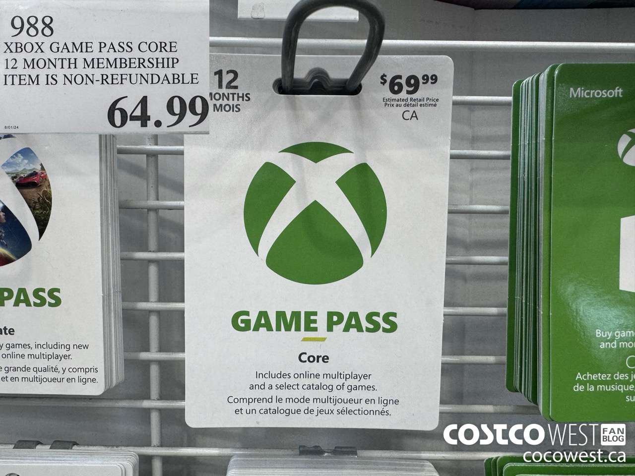 988 XBOX GAME PASS CORE 12 MONTH MEMBERSHIP ITEM IS NON-REFUNDABLE  $64.99