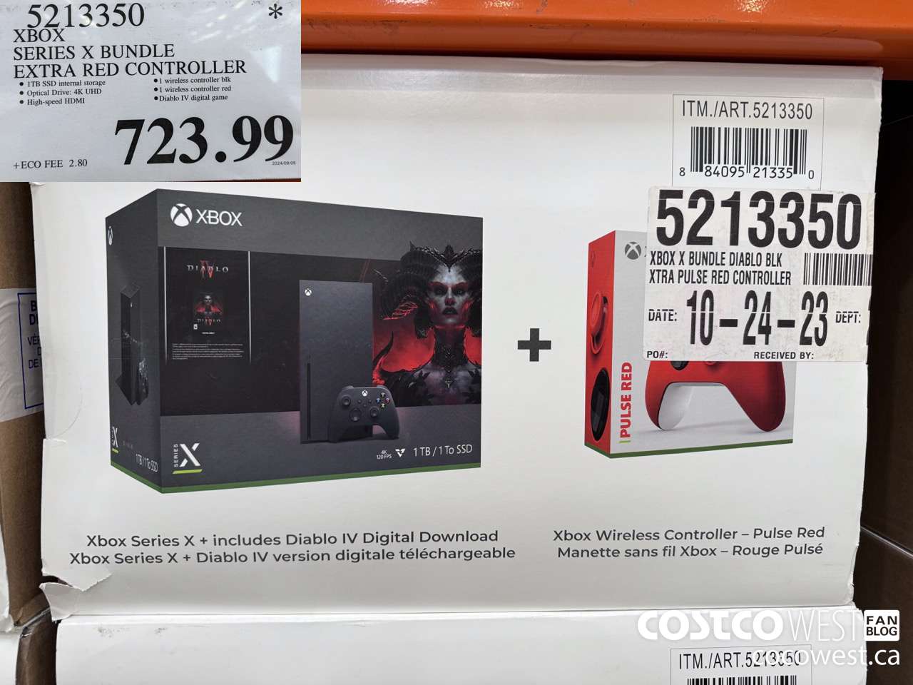 5213350 XBOX SERIES X CONSOLE EXTRA RED CONTROLLER $723.99