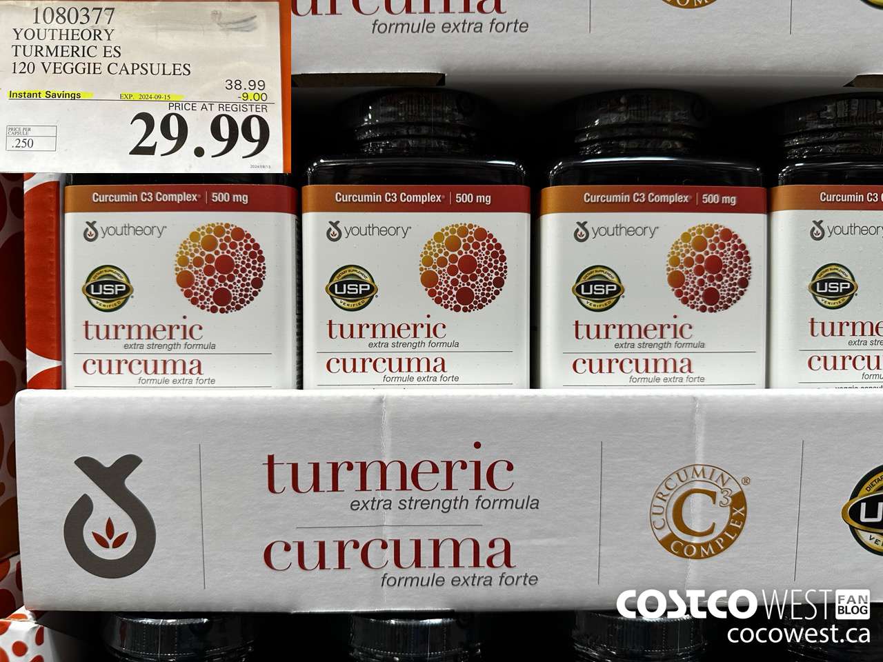 1080377 YOUTHEORY TURMERIC ES 120 VEGGIE CAPSULES ($9.00 INSTANT SAVINGS EXPIRES ON 2024-09-15) $29.99