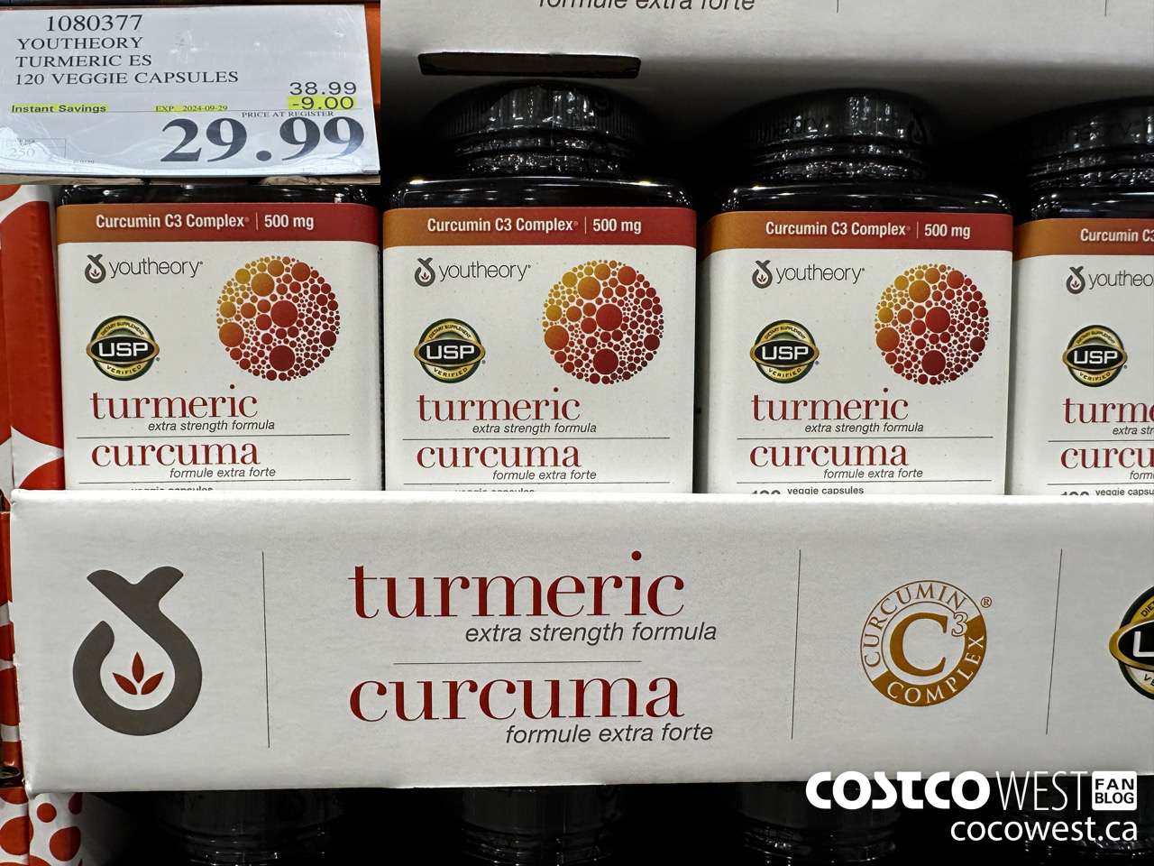 1080377 YOUTHEORY TURMERIC ES 120 VEGGIE CAPSULES ($9.00 INSTANT SAVINGS EXPIRES ON 2024-09-29) $29.99