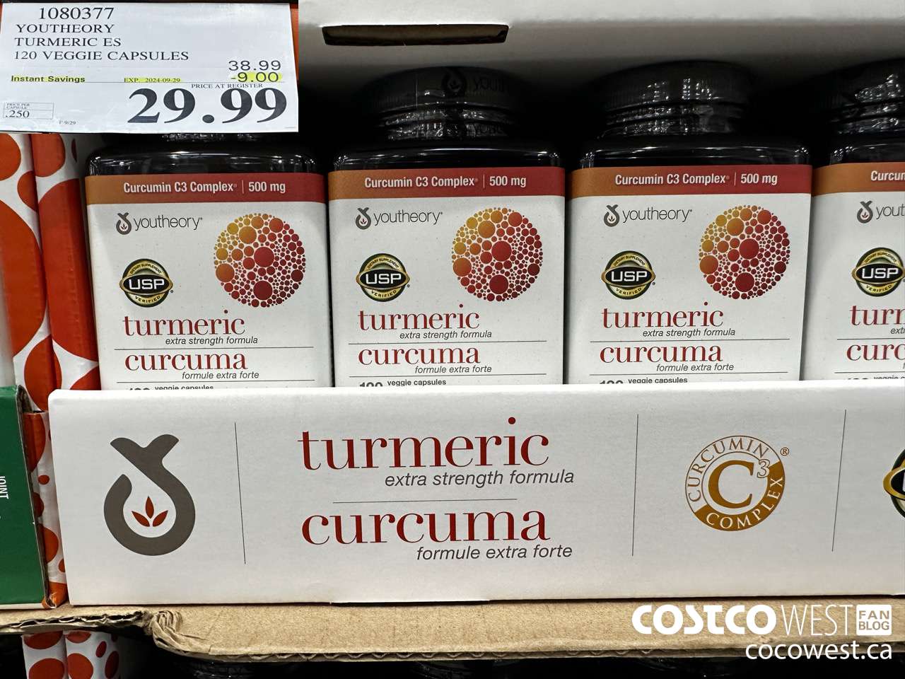 1080377 YOUTHEORY TURMERIC ES 120 VEGGIE CAPSULES ($9.00 INSTANT SAVINGS EXPIRES ON 2024-09-29) $29.99