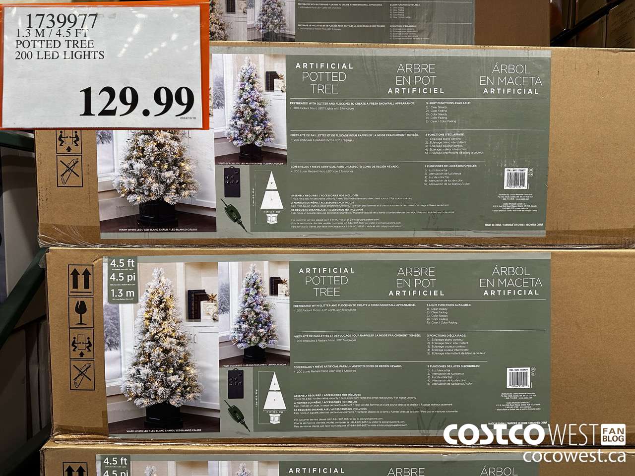 1739977 1.3M/4.5FT POTTED TREE 200 LED LIGHTS $129.99