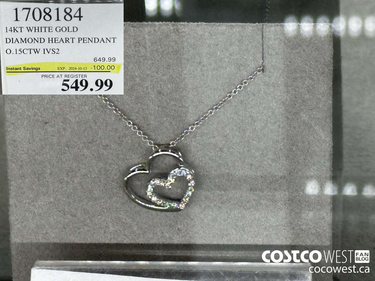 1708184 14KT WHITE GOLD DIAMOND HEART PENDANT 1.15CTW IVS2 ($100.00 INSTANT SAVINGS EXPIRES ON 2024-10-13) $549.99