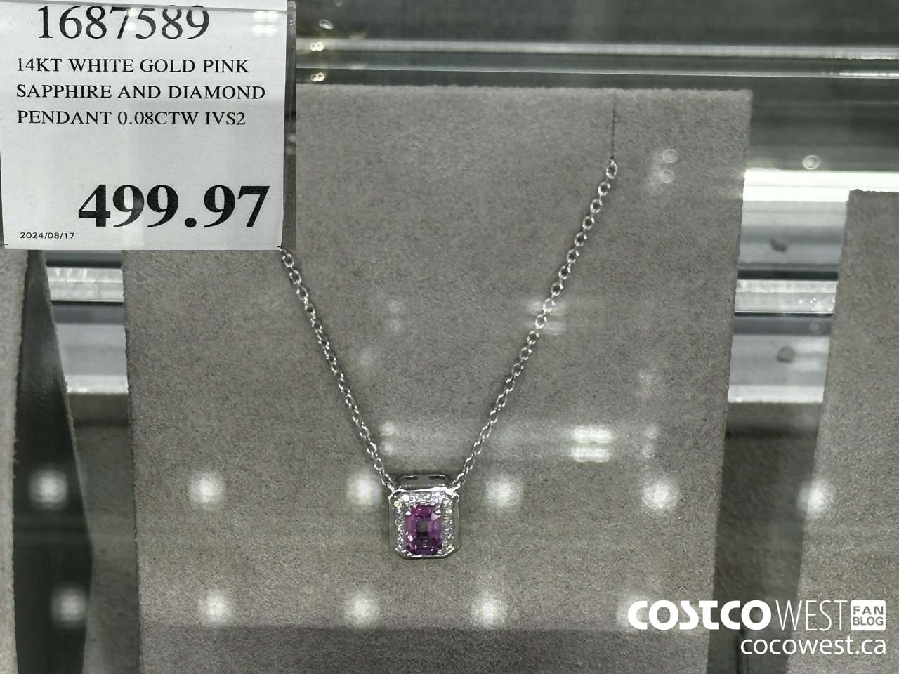 1687589 14KT WHITE GOLD PINK SAPPHIRE AND DIAMOND PENDANT 0.08CTW IVS2 $499.97