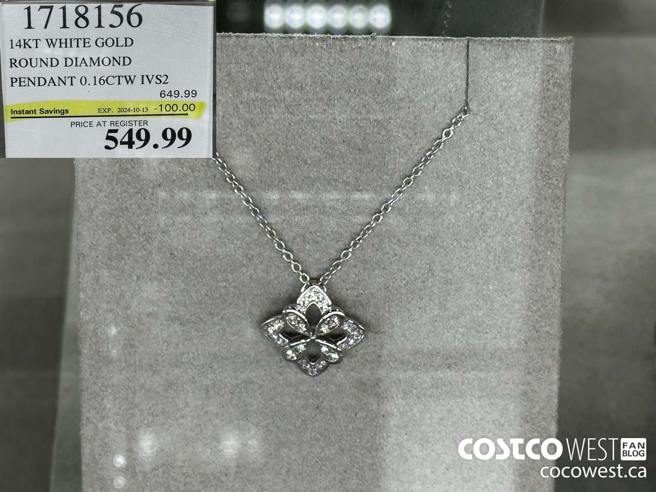 1718156 14KT WHITE GOLD ROUND DIAMOND PENDANT 0.16CTW IVS2 ($100.00 INSTANT SAVINGS EXPIRES ON 2024-10-13) $549.99
