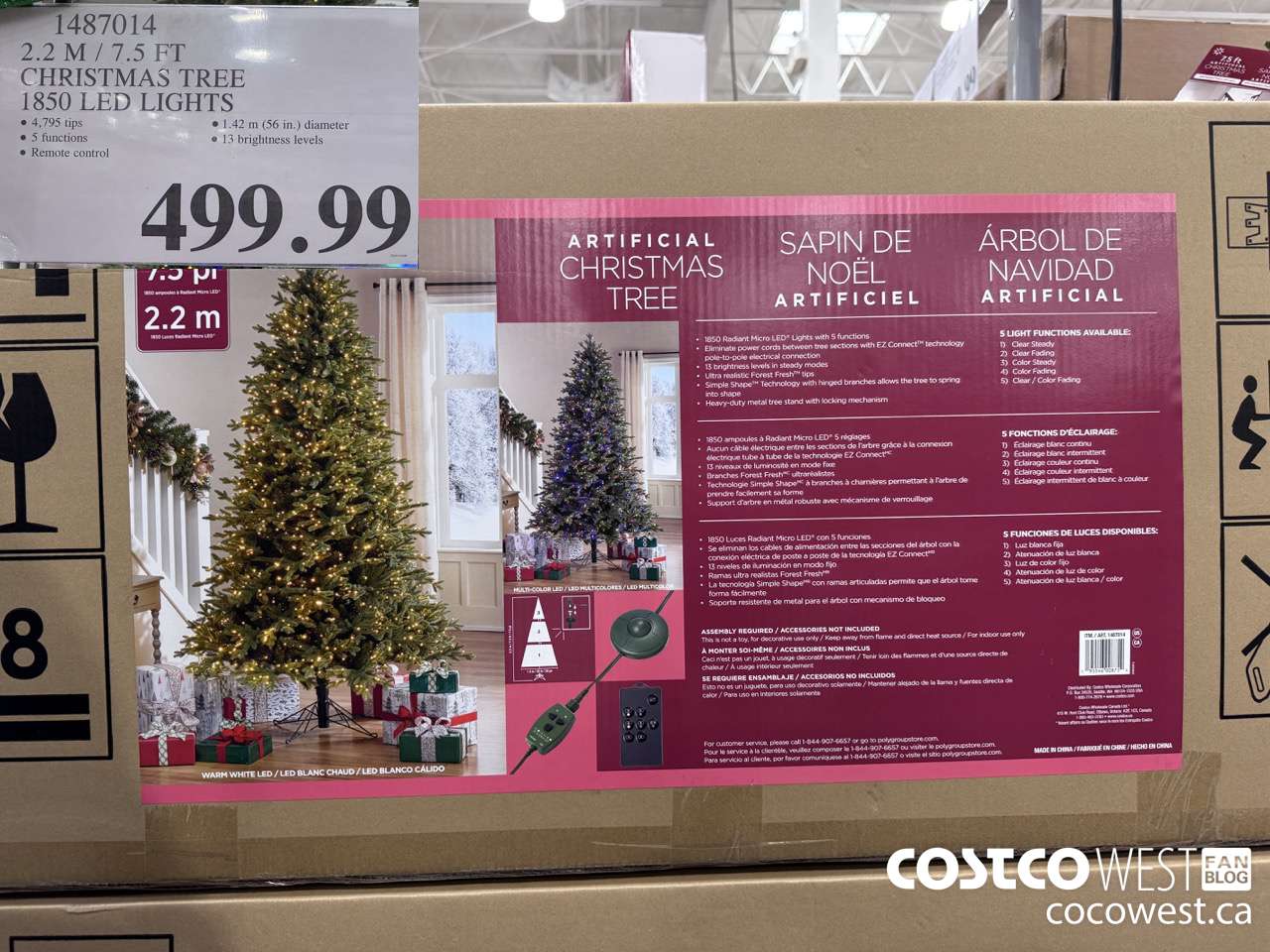 1487014 2.2M / 7.5FT CHRISTMAS TREE 1850 LED LIGHTS $499.99