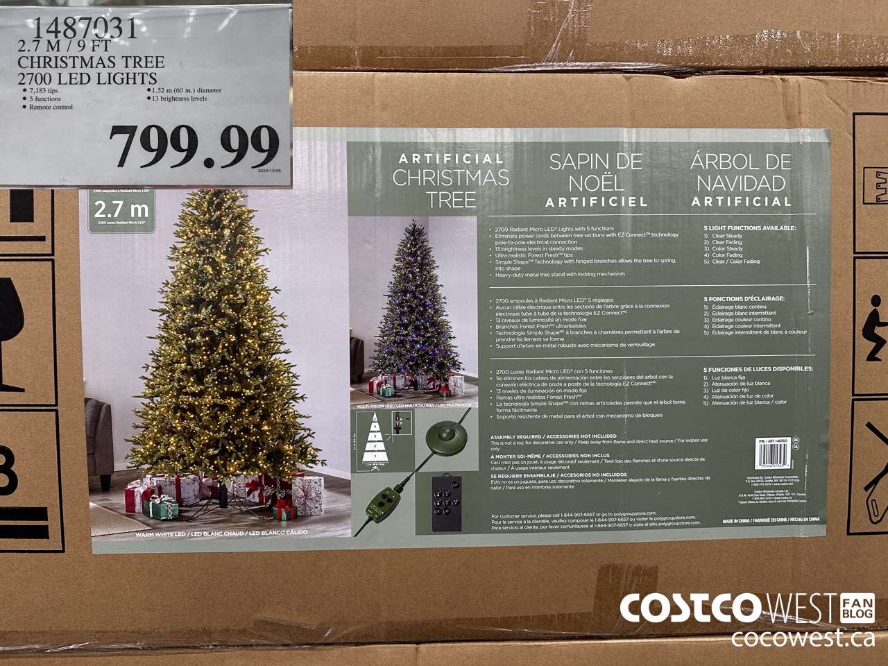 1487031 2.7M / 9FT CHRISTMAS TREE 2700 LED LIGHTS $799.99
