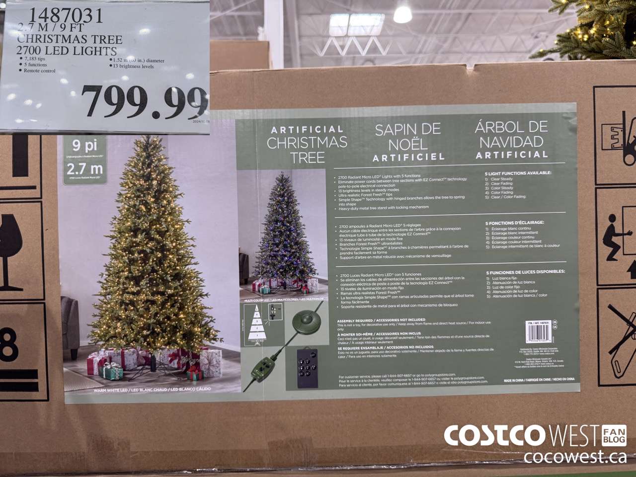 1487031 2.7M / 9FT CHRISTMAS TREE 2700 LED LIGHTS $799.99