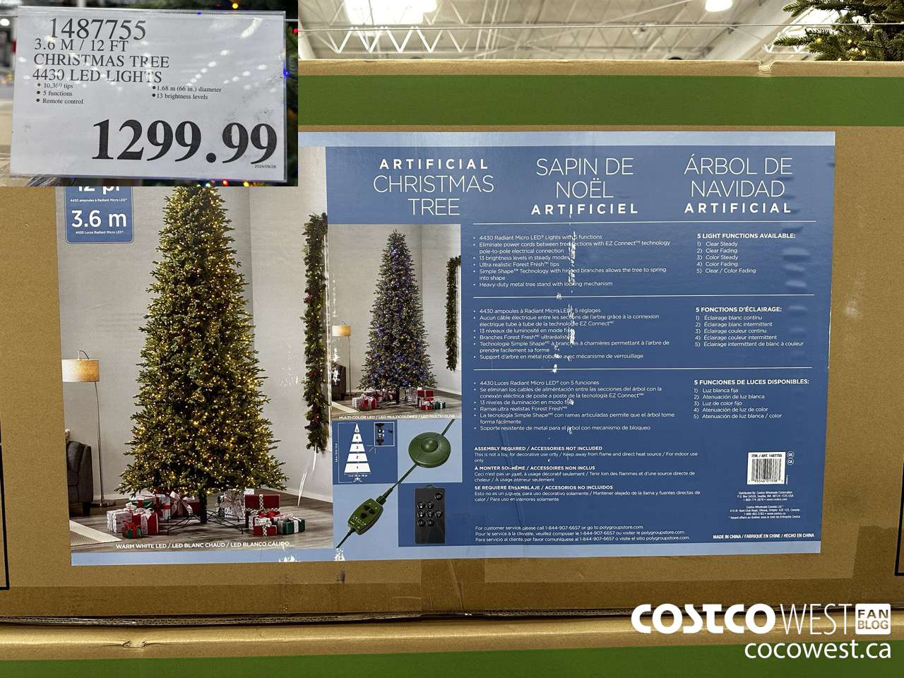 1487755 3.6 M / 12 FT CHRISTMAS TREE 4430 LED LIGHTS $1299.99
