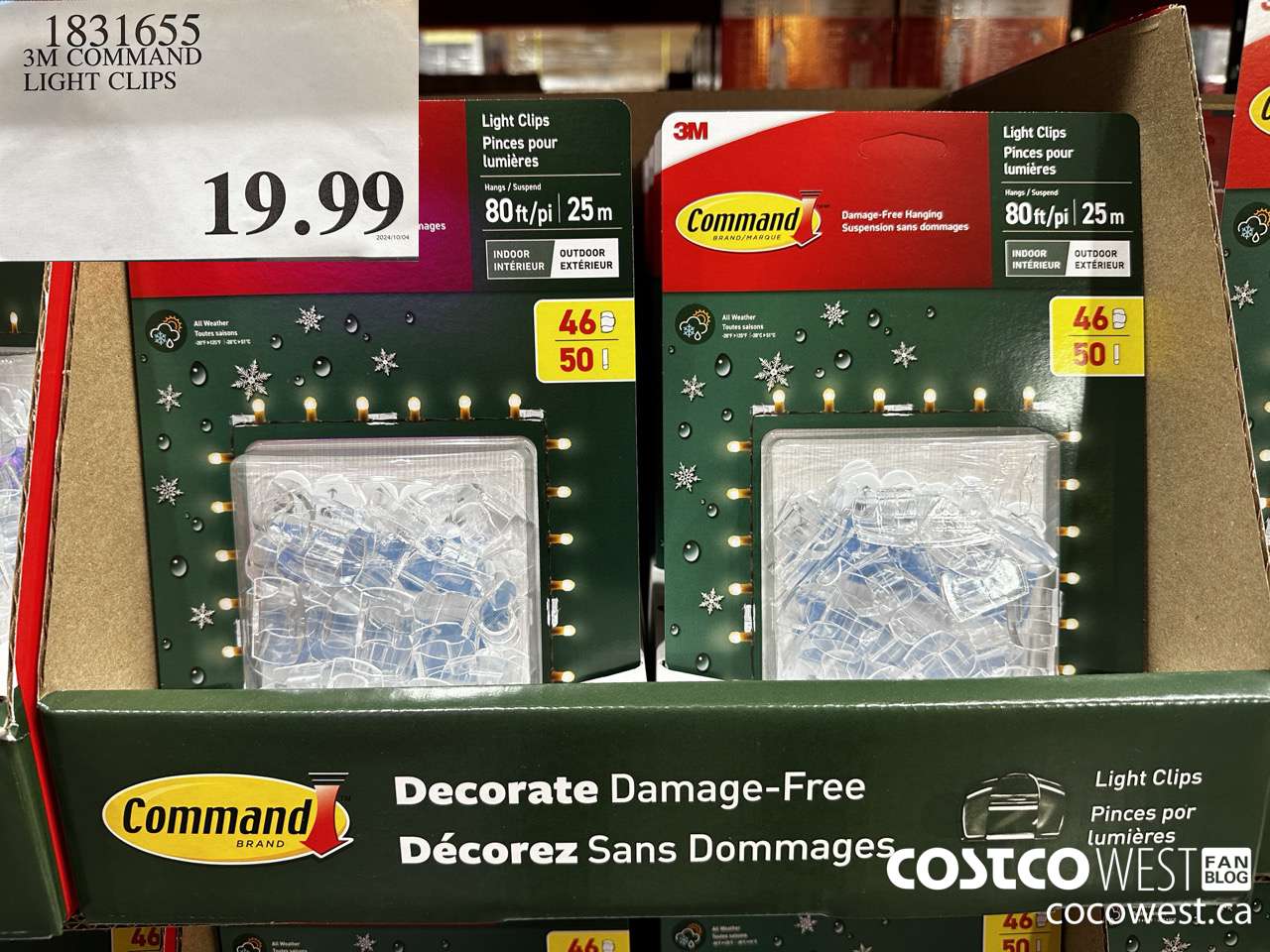 1831655 3M COMMAND LIGHT CLIPS $19.99