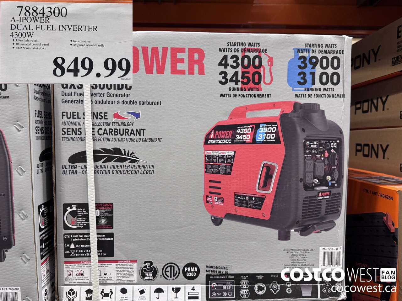 7884300 A-IPOWER DUAL FUEL INVERTER 4300W $849.99