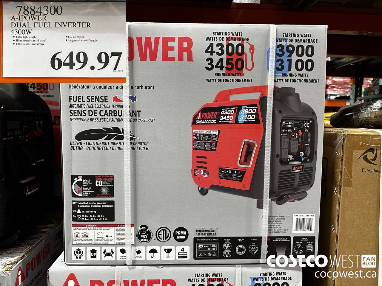 7884300 A-IPOWER DUAL FUEL INVERTER 4300W $649.97