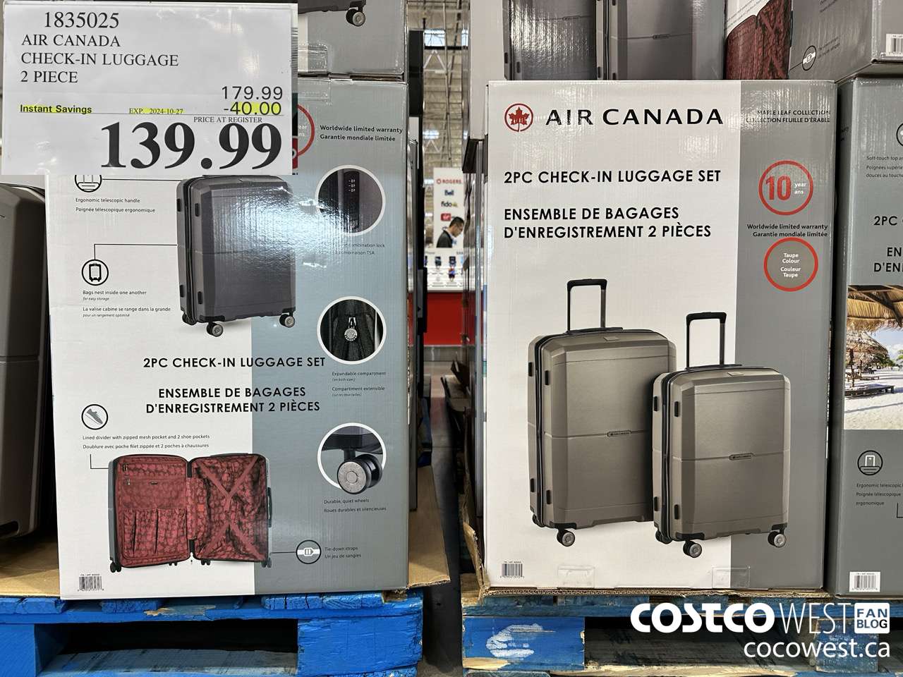 1835025 AIR CANADA CHECK-IN LUGGAGE 2 PIECES ($40.00 INSTANT SAVINGS EXPIRES ON 2024-10-27) $139.99
