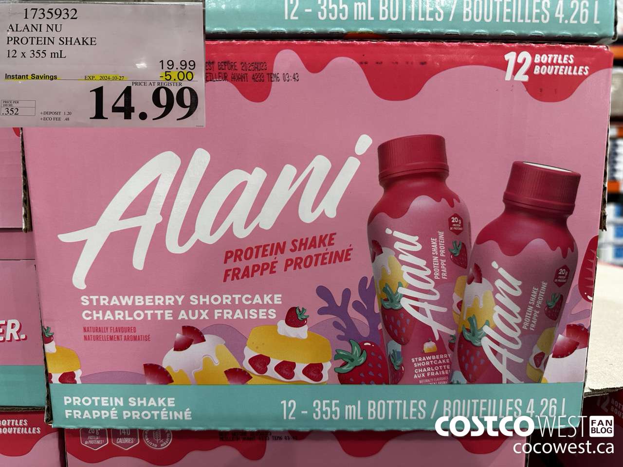 1735932 ALANI NU PROTEIN SHAKE 12 X 355ML ($5.00 INSTANT SAVINGS EXPIRES ON 2024-10-27) $14.99