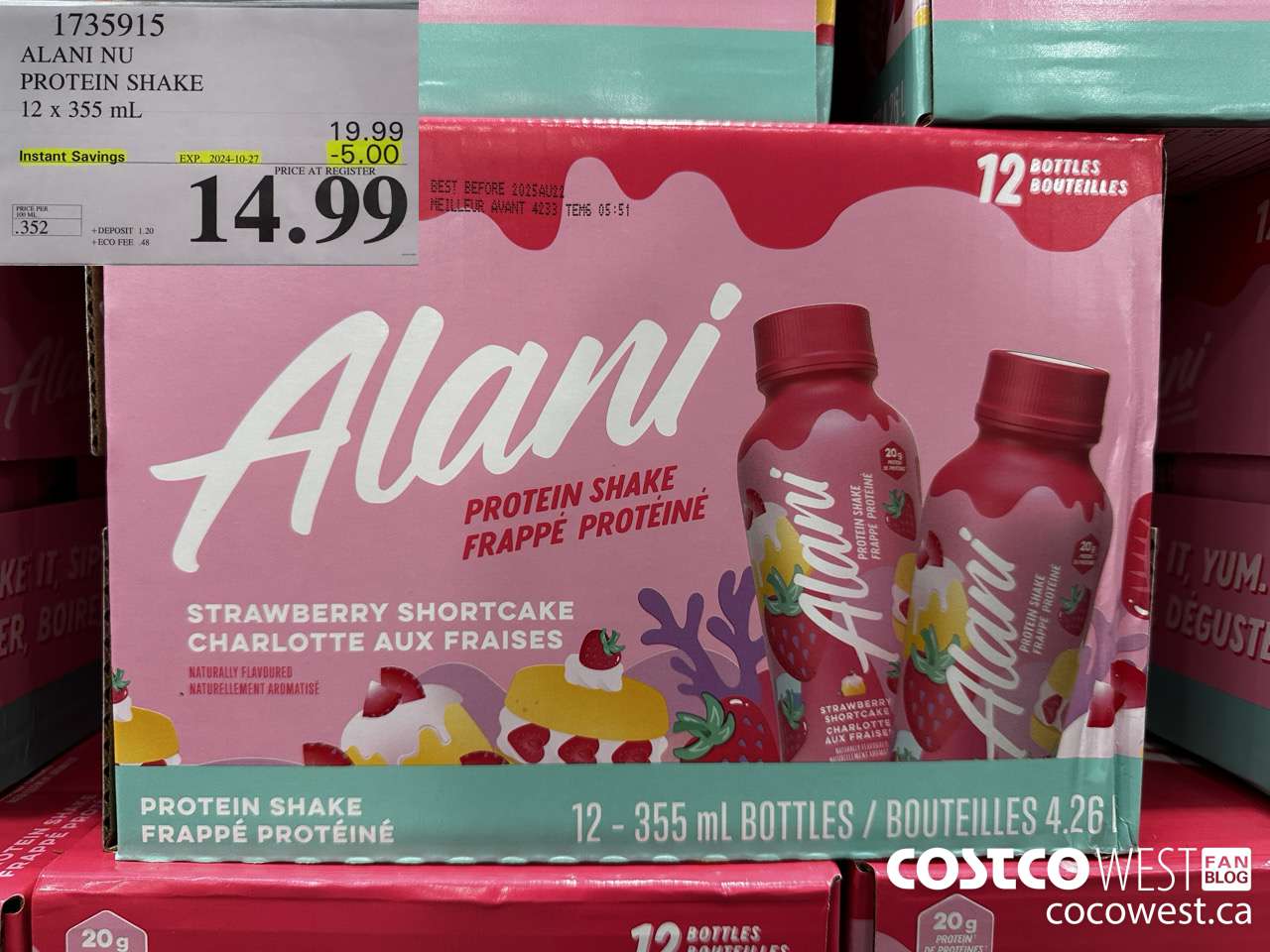 1735915 ALANI NU PROTEIN SHAKE 12 X 355ML ($5.00 INSTANT SAVINGS EXPIRES ON 2024-10-27) $14.99