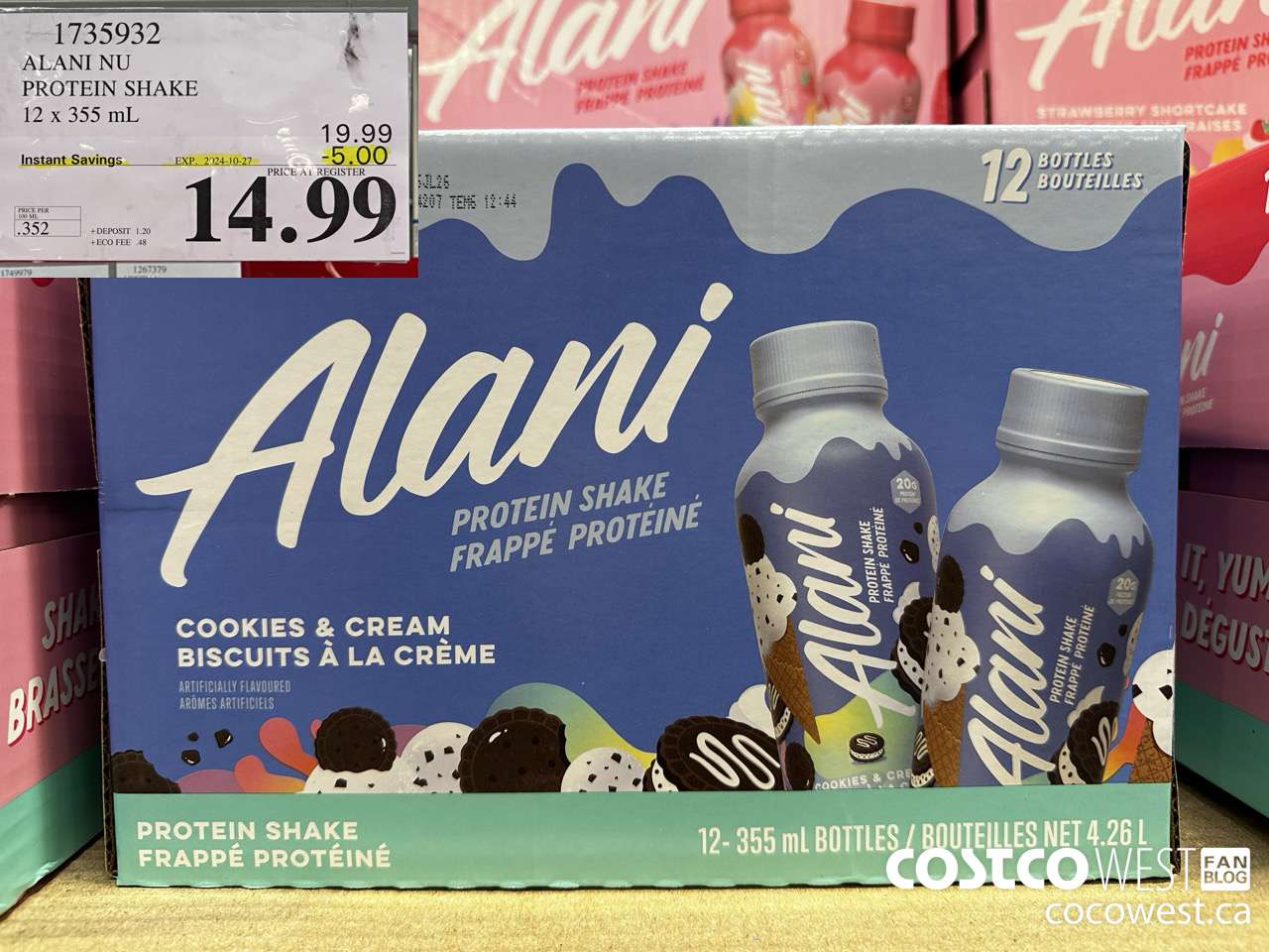1735932 ALANI NU PROTEIN SHAKE 12 X 355ML ($5.00 INSTANT SAVINGS EXPIRES ON 2024-10-27) $14.99